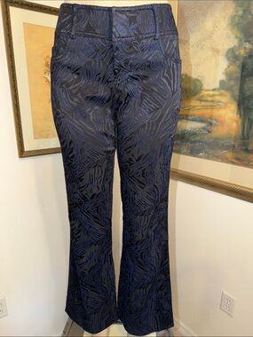 PANTS-CACHE’ LUXE Y2K Textured Jacquard Pants in Electric Blue/Black Size 10